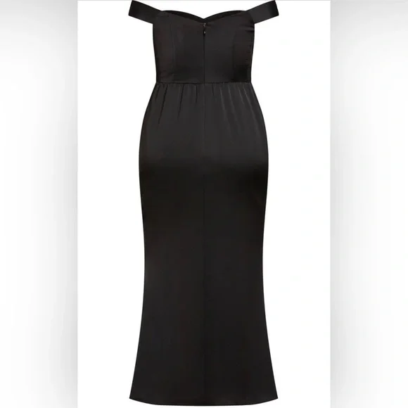City Chic Hypnotize off the shoulder satin maxi dress - Picture 2 of 4